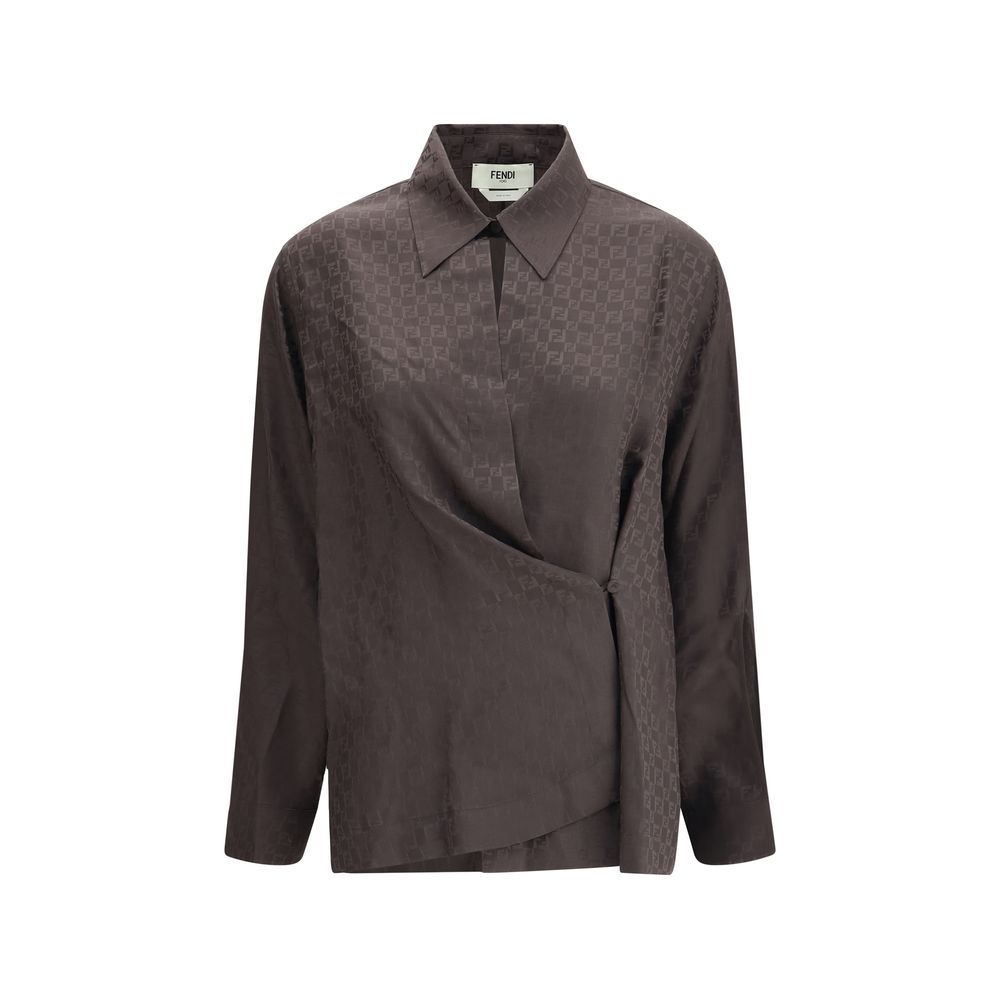 Chemise Fendi en soie jacquard noire