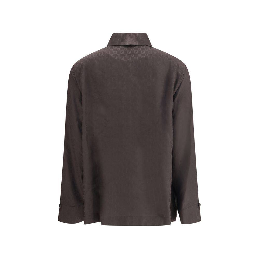 Chemise Fendi en soie jacquard noire