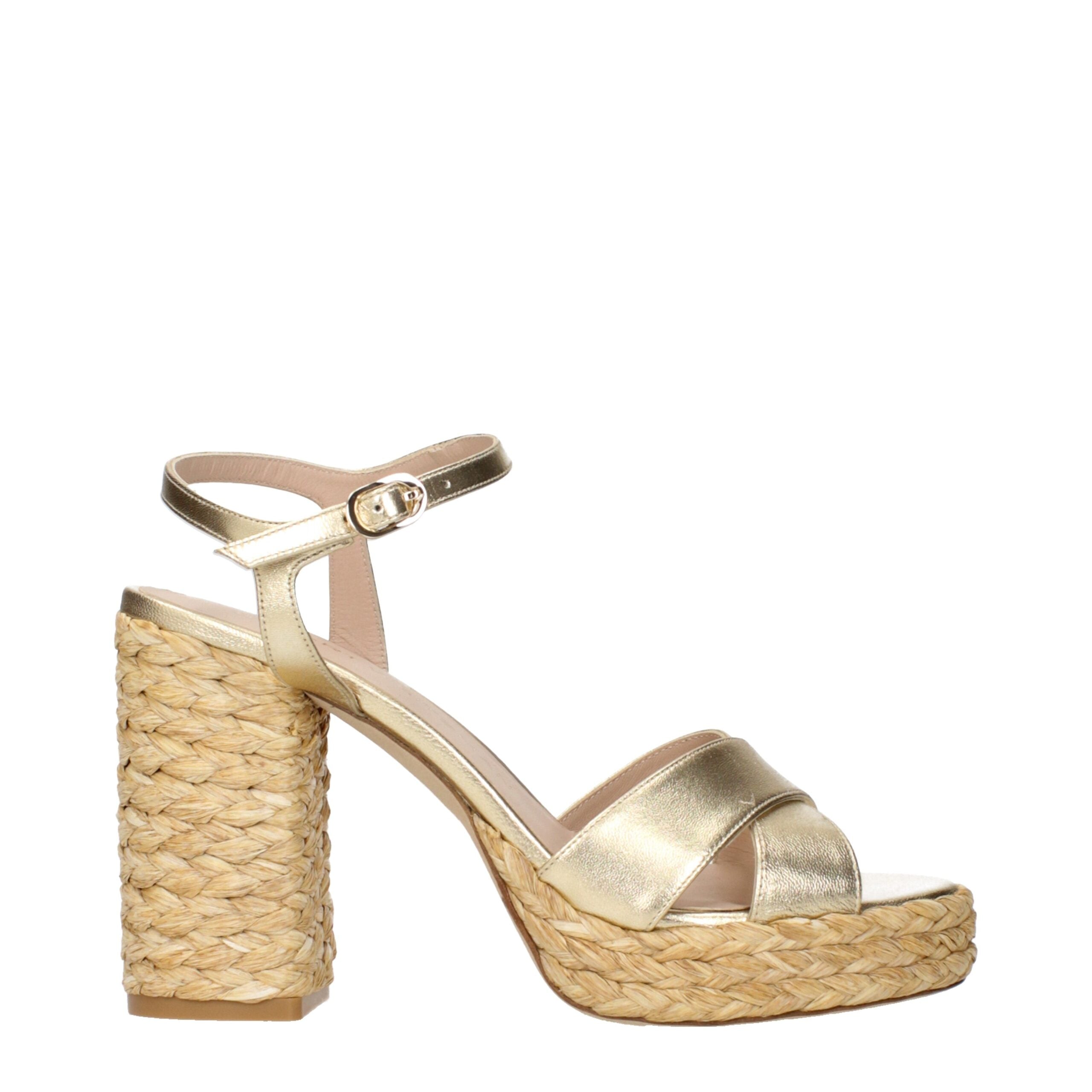 Sandales Stuart Weitzman Gold Leather dorées