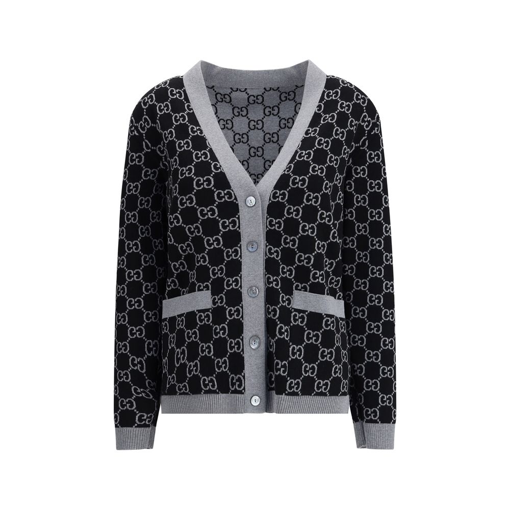 Cardigan Gucci GG Supreme noir et blanc