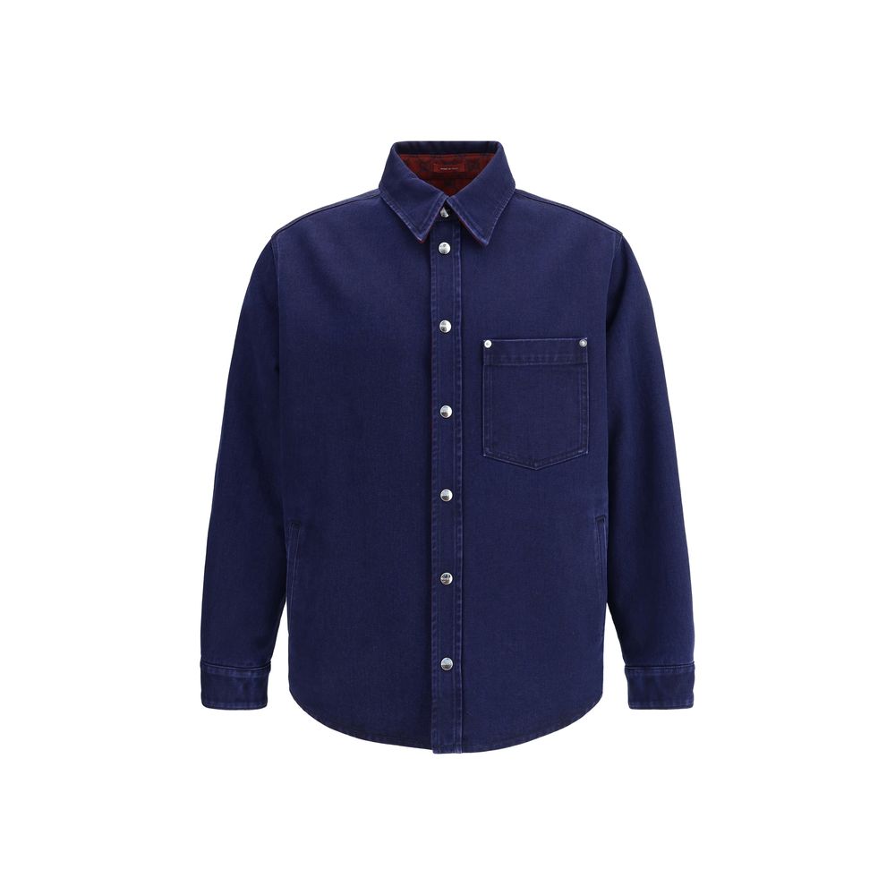 Chemise Gucci réversible bleu délavé / rouge et bleu