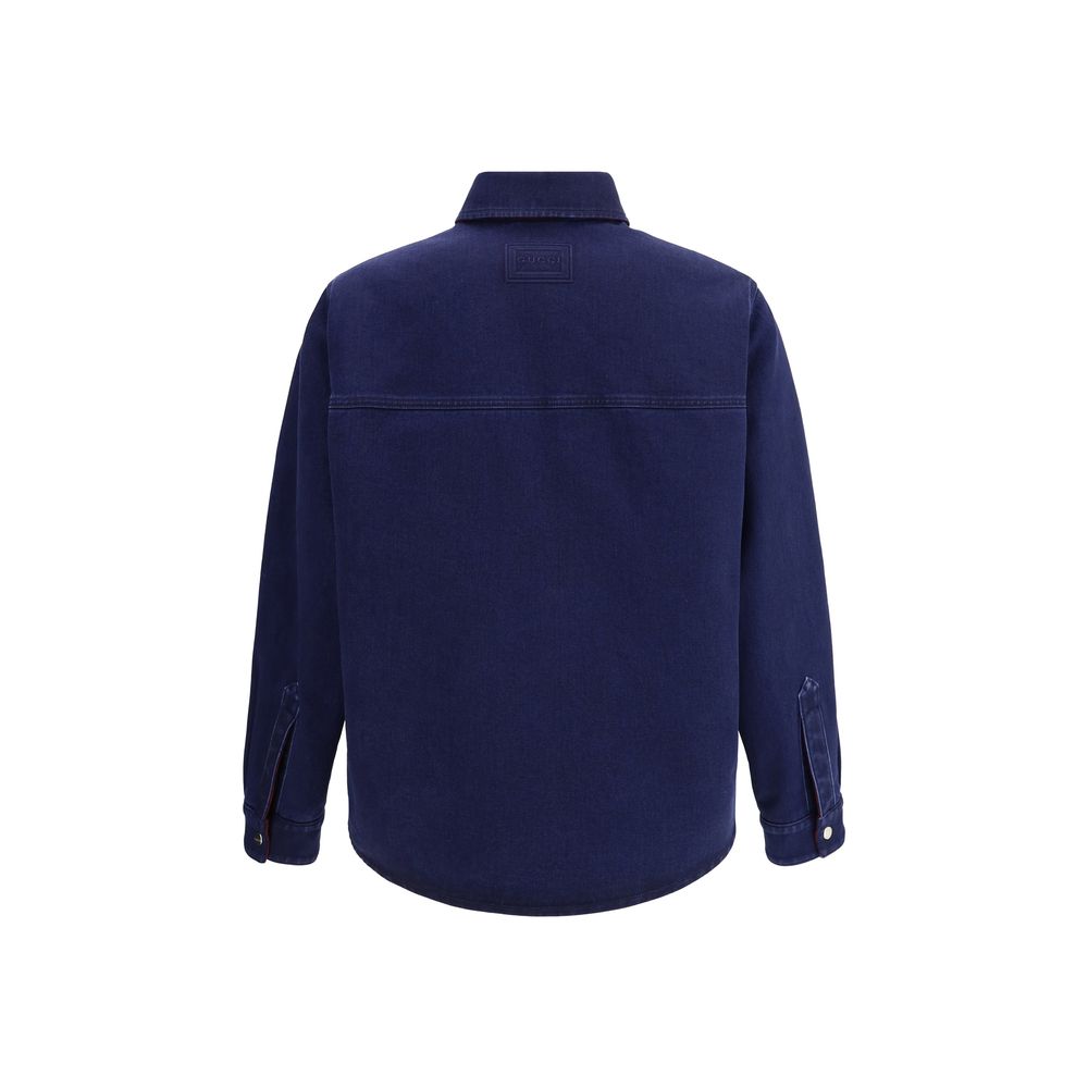 Chemise Gucci réversible bleu délavé / rouge et bleu