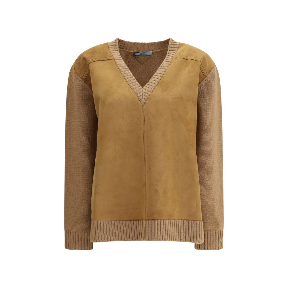 Pull Prada en laine vierge marron