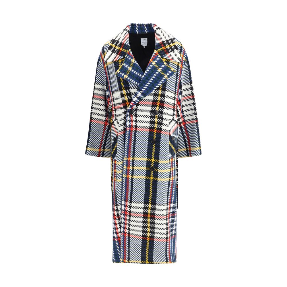 Manteau Sara Roka à carreaux gris