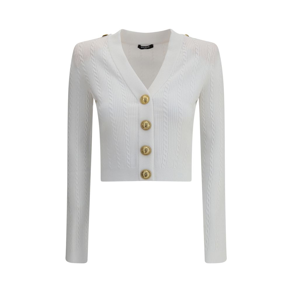 Cardigan Balmain Côtelé blanc