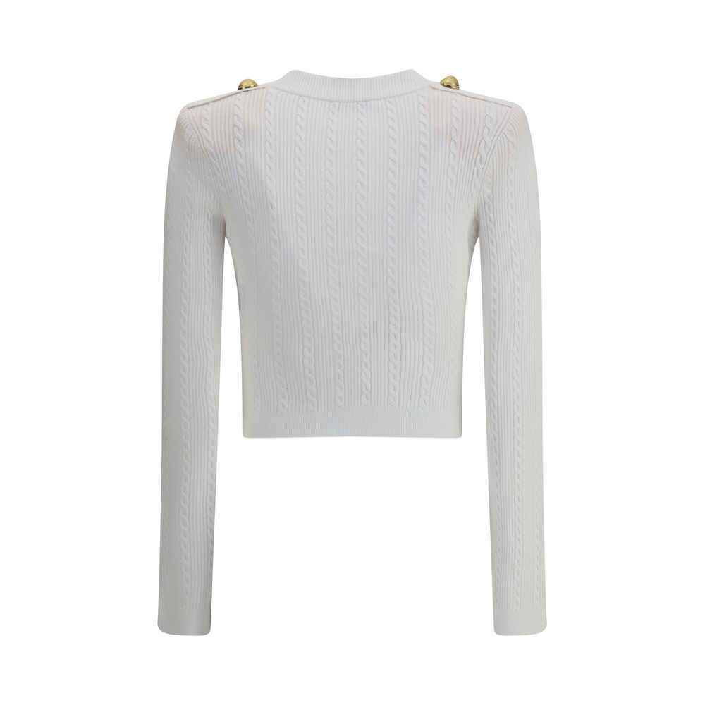 Cardigan Balmain Côtelé blanc