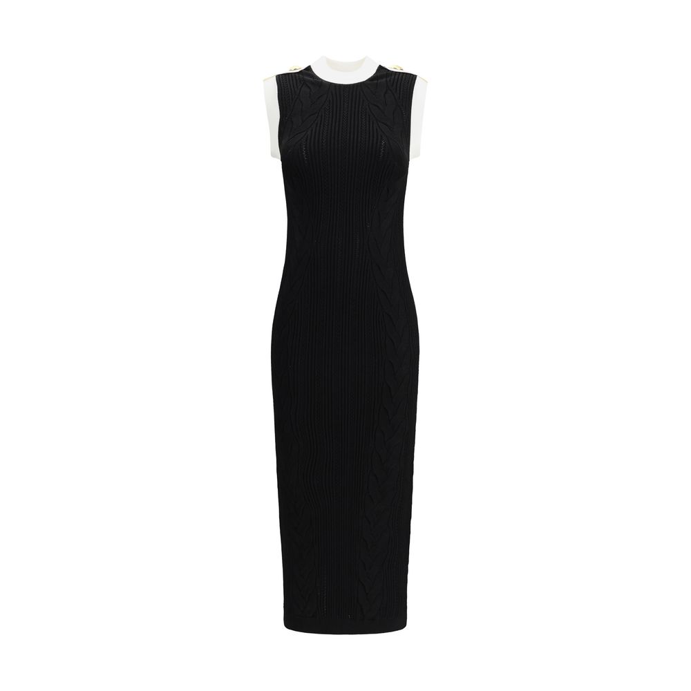 Robe longue Balmain torsadée noire
