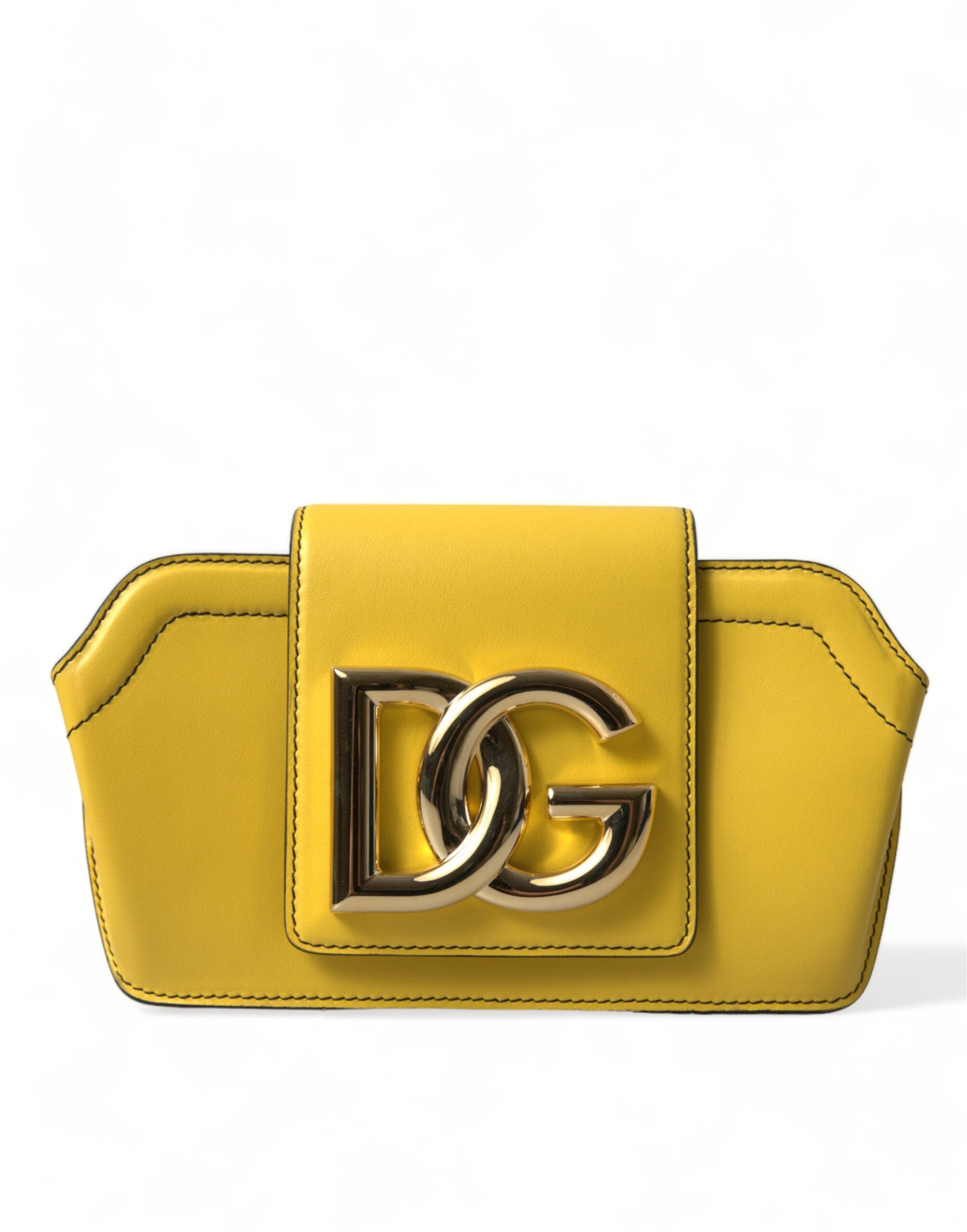 Clutch Dolce & Gabbana logo DG jaune lime