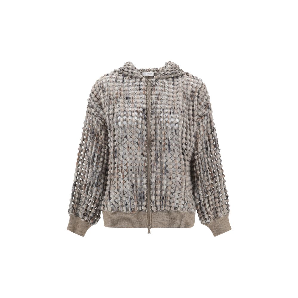 Cardigan Brunello Cucinelli perforé gris