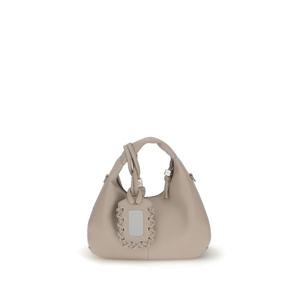 Mini sac hobo grained marron