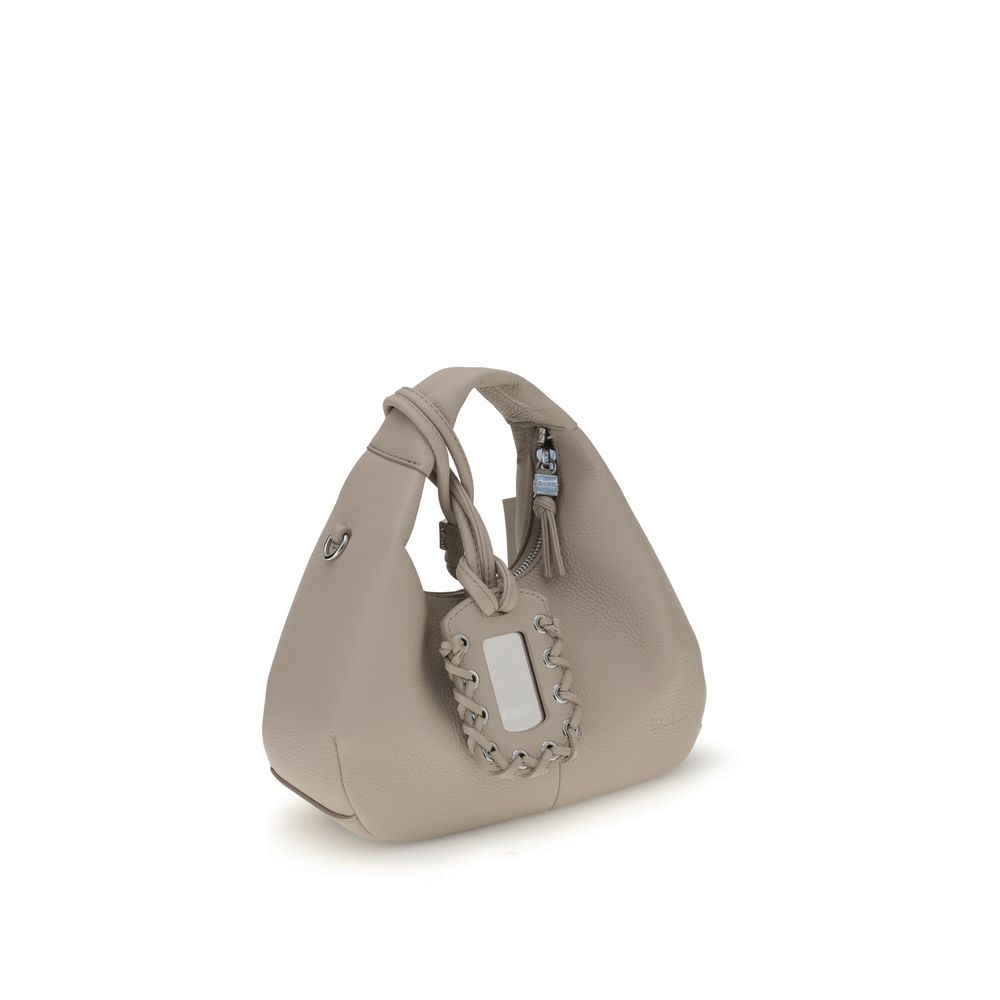 Mini sac hobo grained marron