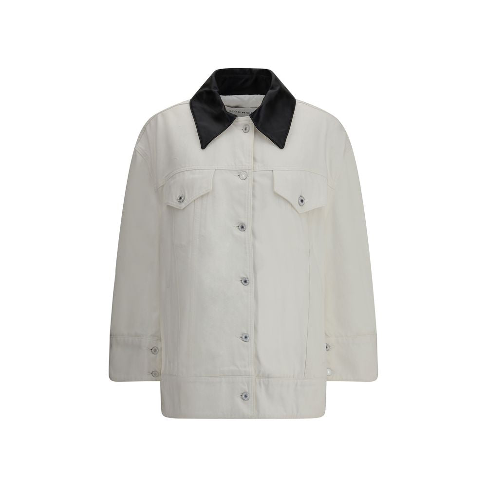 Veste denim Givenchy avec col en cuir noire