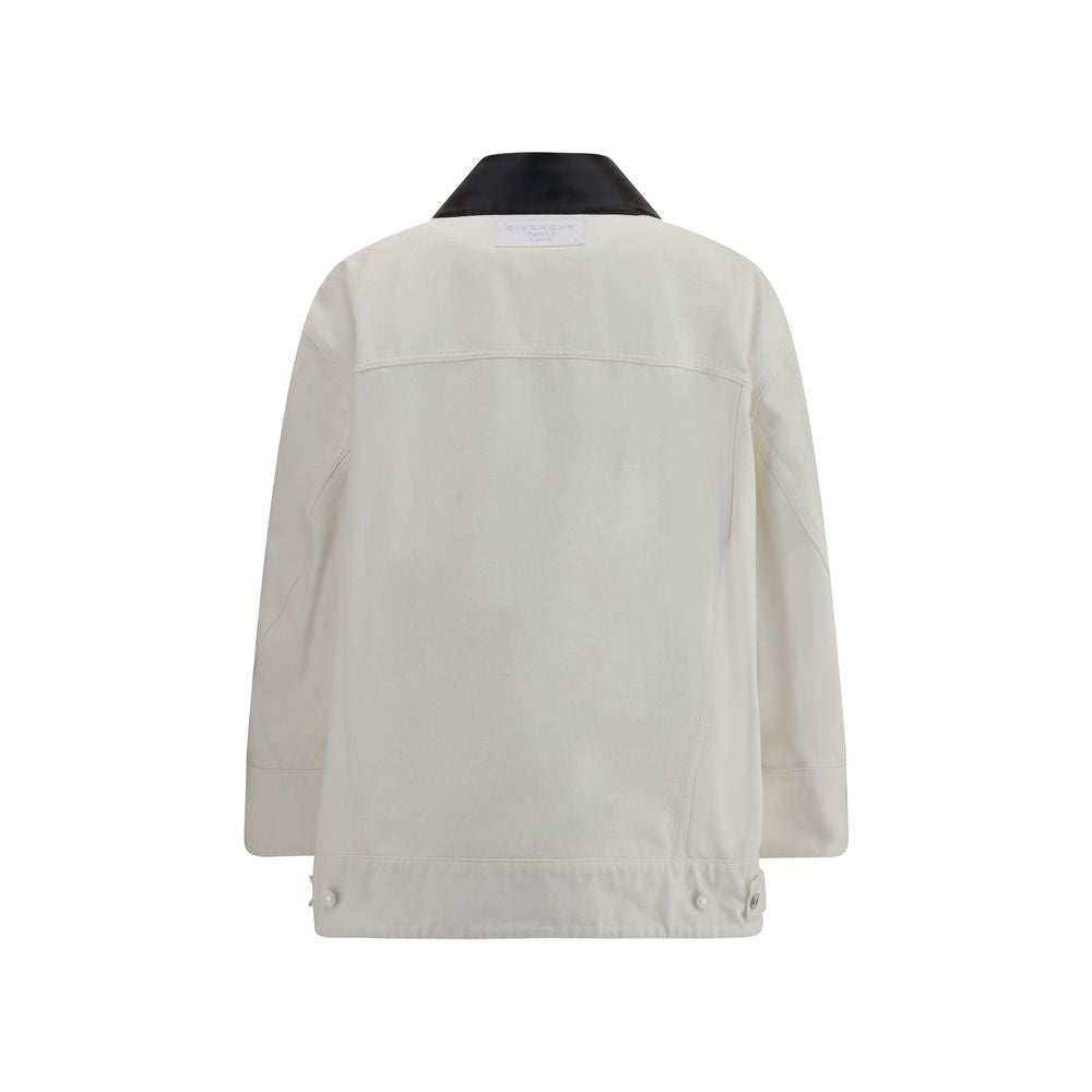 Veste denim Givenchy avec col en cuir noire