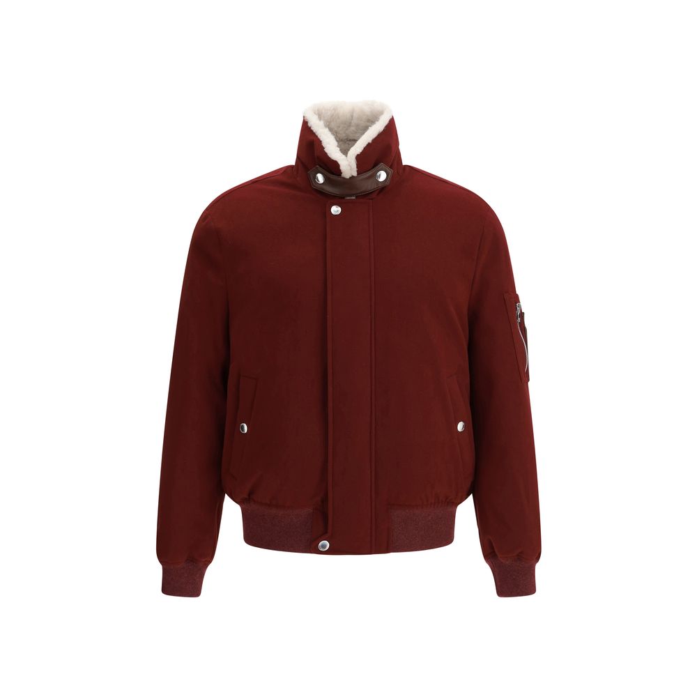 Doudoune Brunello Cucinelli avec col en shearling grise