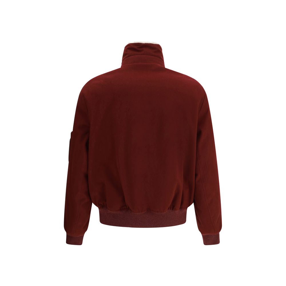 Doudoune Brunello Cucinelli avec col en shearling grise