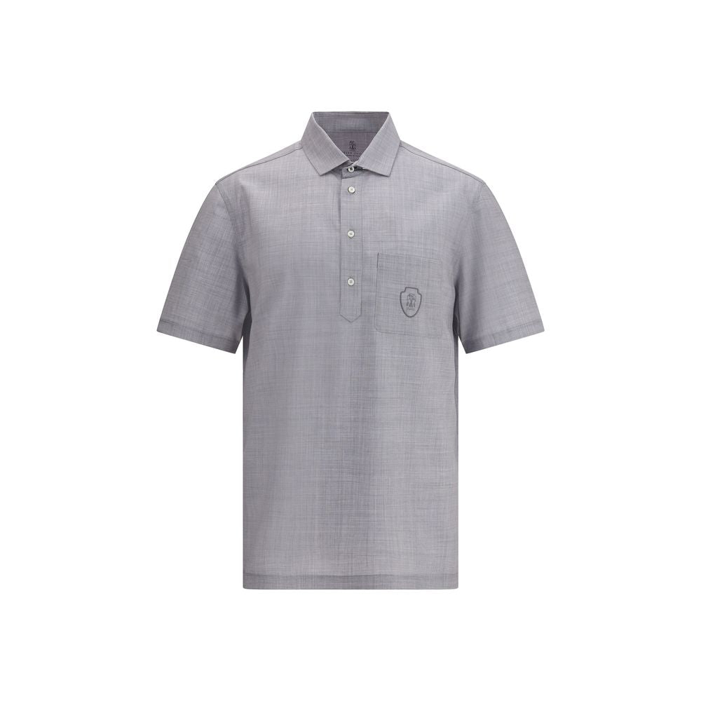 Polo Brunello Cucinelli en laine vierge bleu
