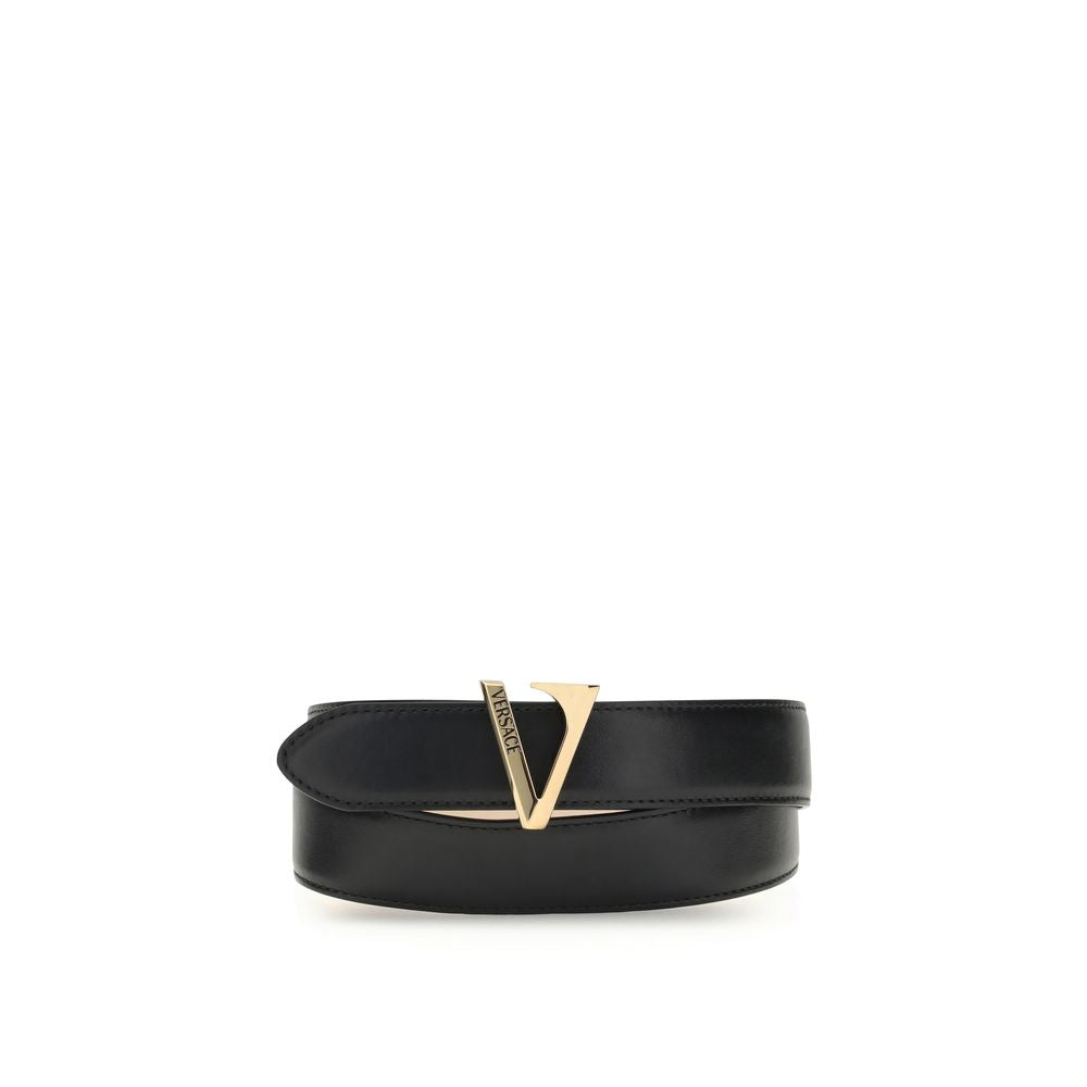 Ceinture Versace V calfskin noire