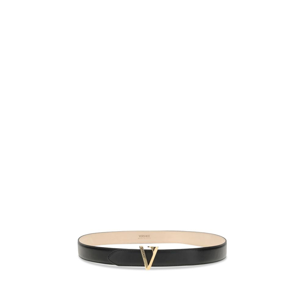 Ceinture Versace V calfskin noire