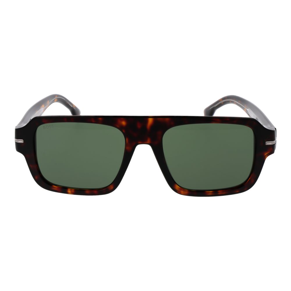 Lunettes de soleil marron rectangulaires vertes