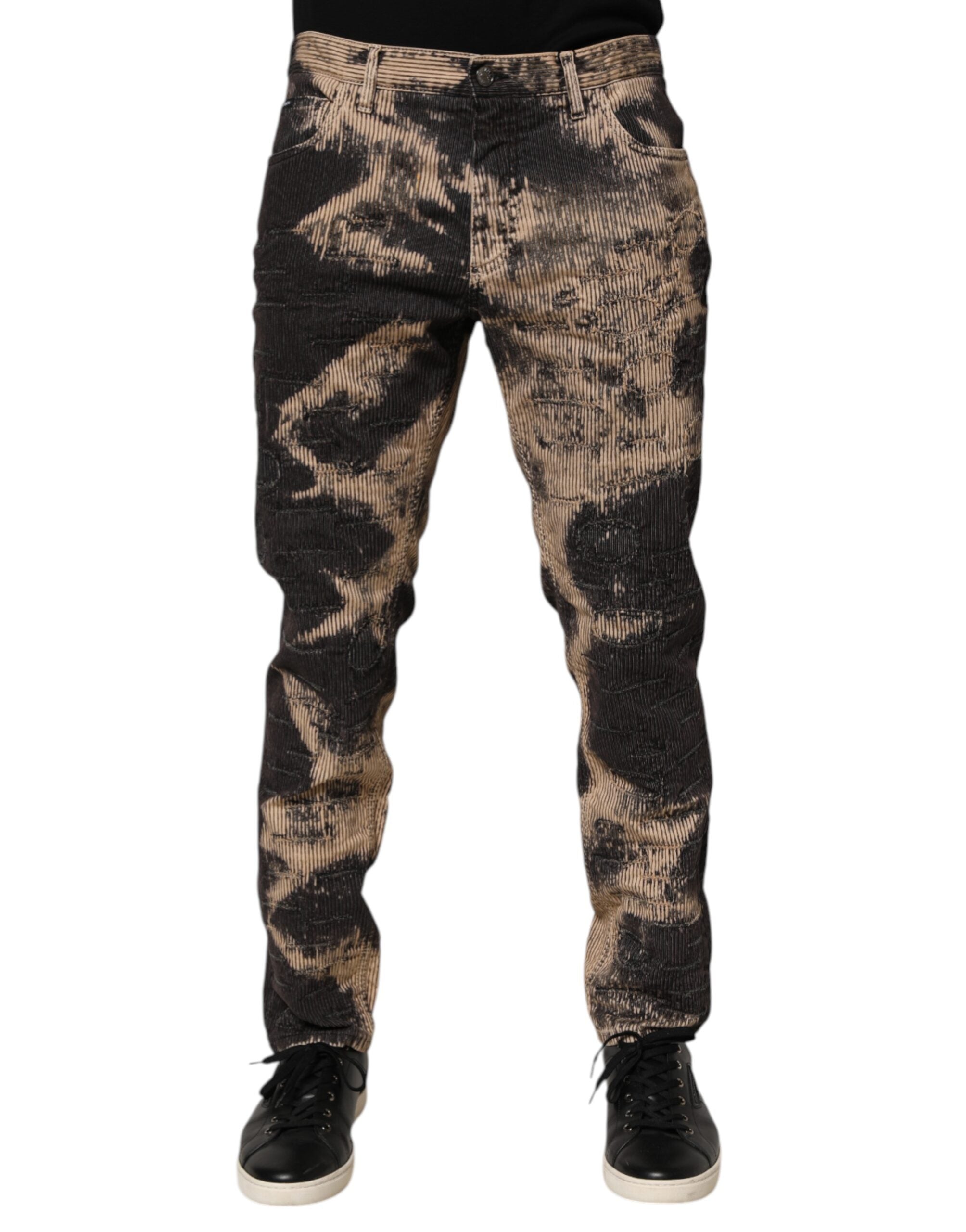Pantalon Dolce & Gabbana corduroy beige et noir