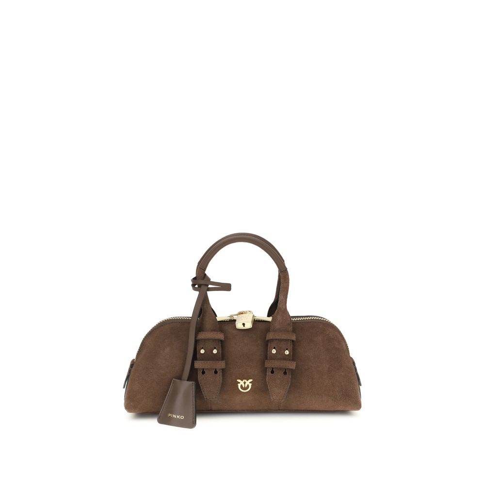 Sac bowling Pinko Baguette en cuir taupe