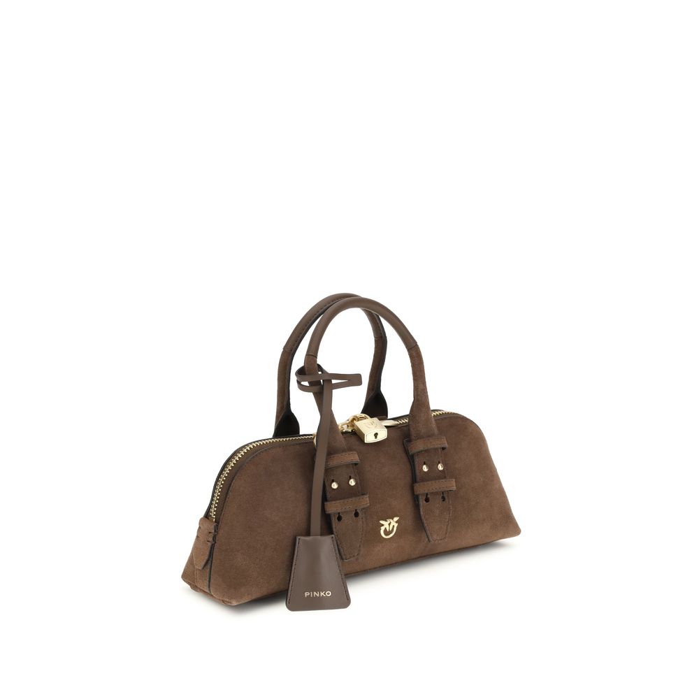 Sac bowling Pinko Baguette en cuir taupe