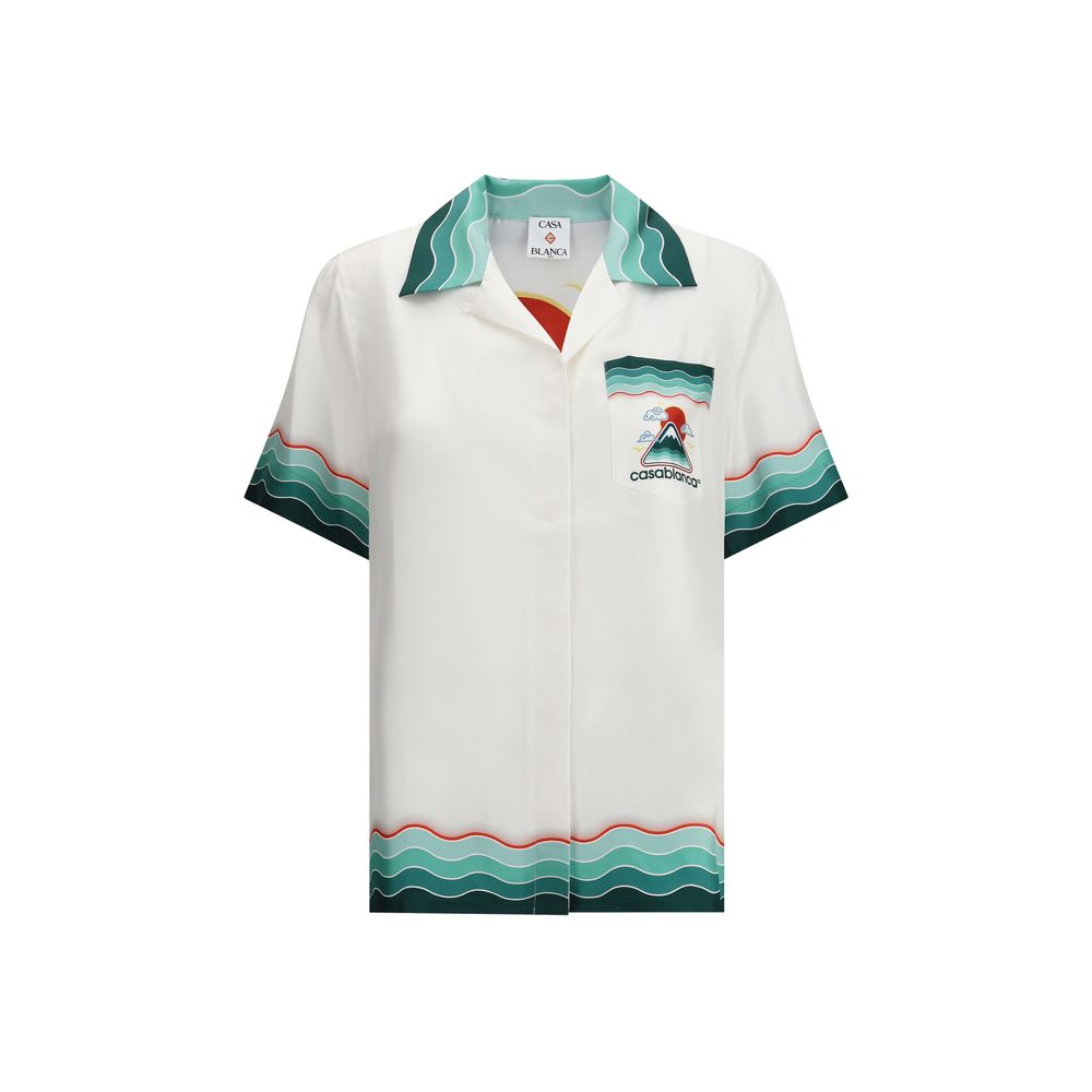 Chemise Montagne Ondulée à col cubain multicolore