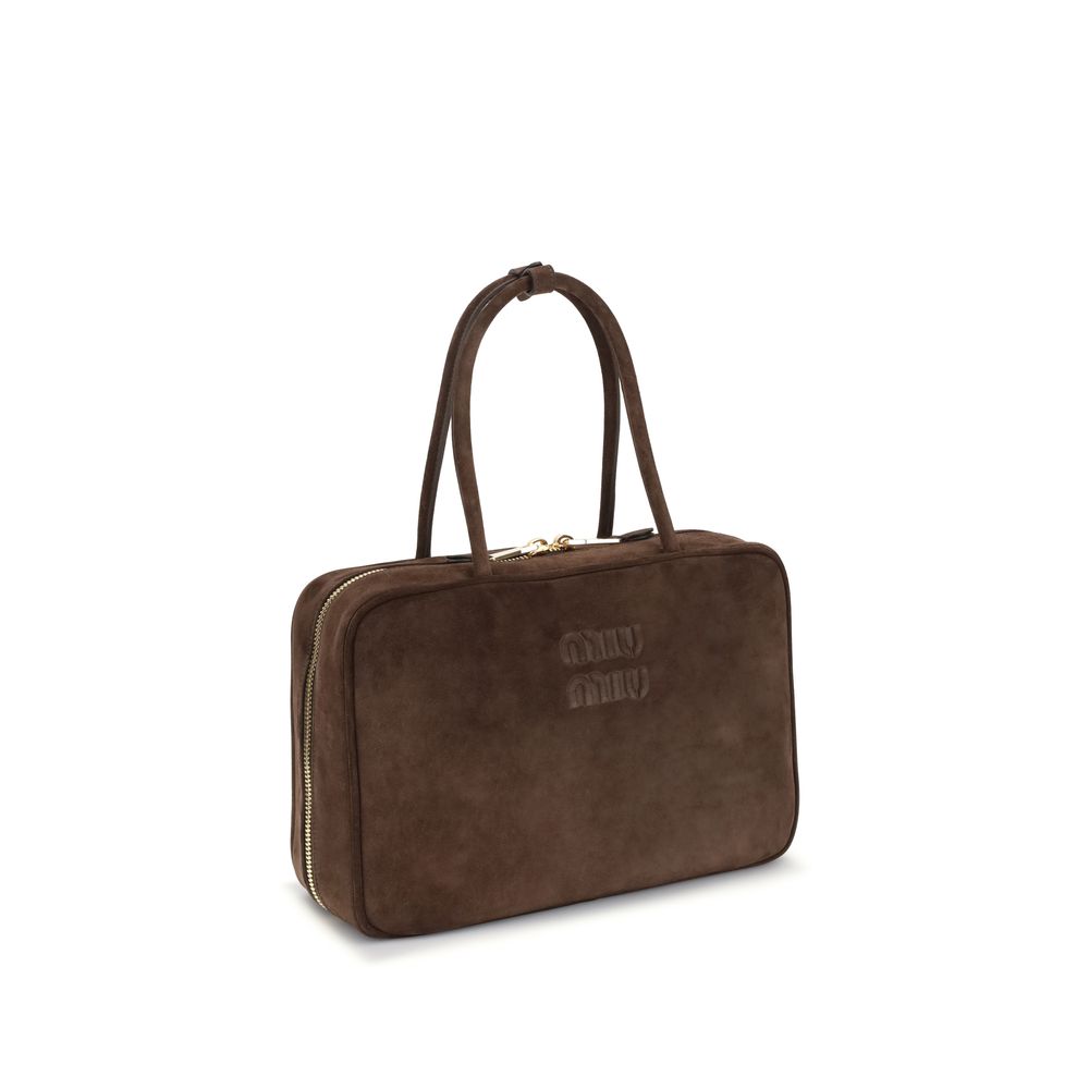 Sac à main Miu Miu en cuir taupe