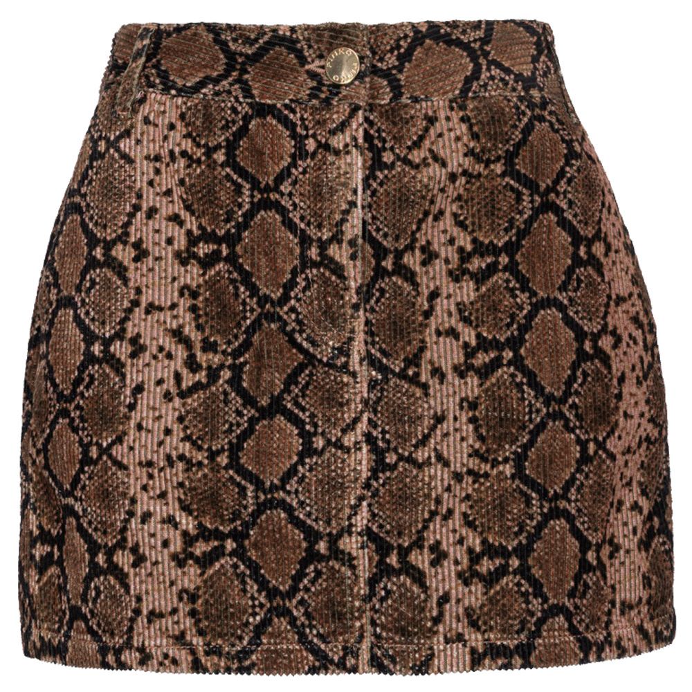Minijupe PINKO à imprimé serpent brune