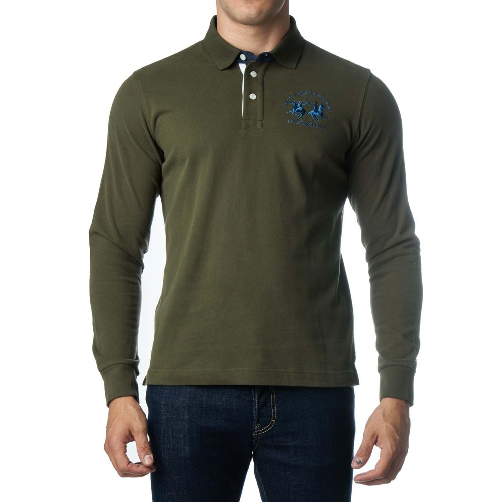 Polo La Martina vert avec logo bleu