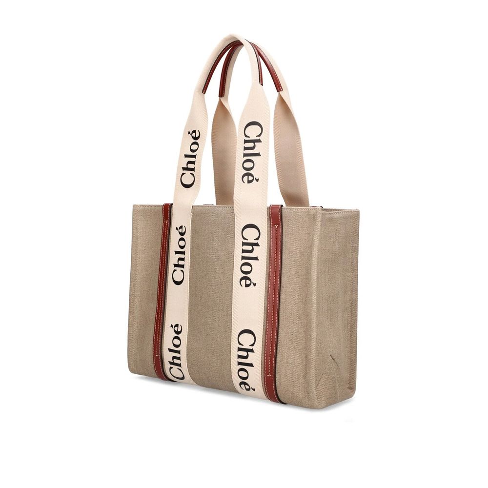 Tote bag Chloé Woody beige