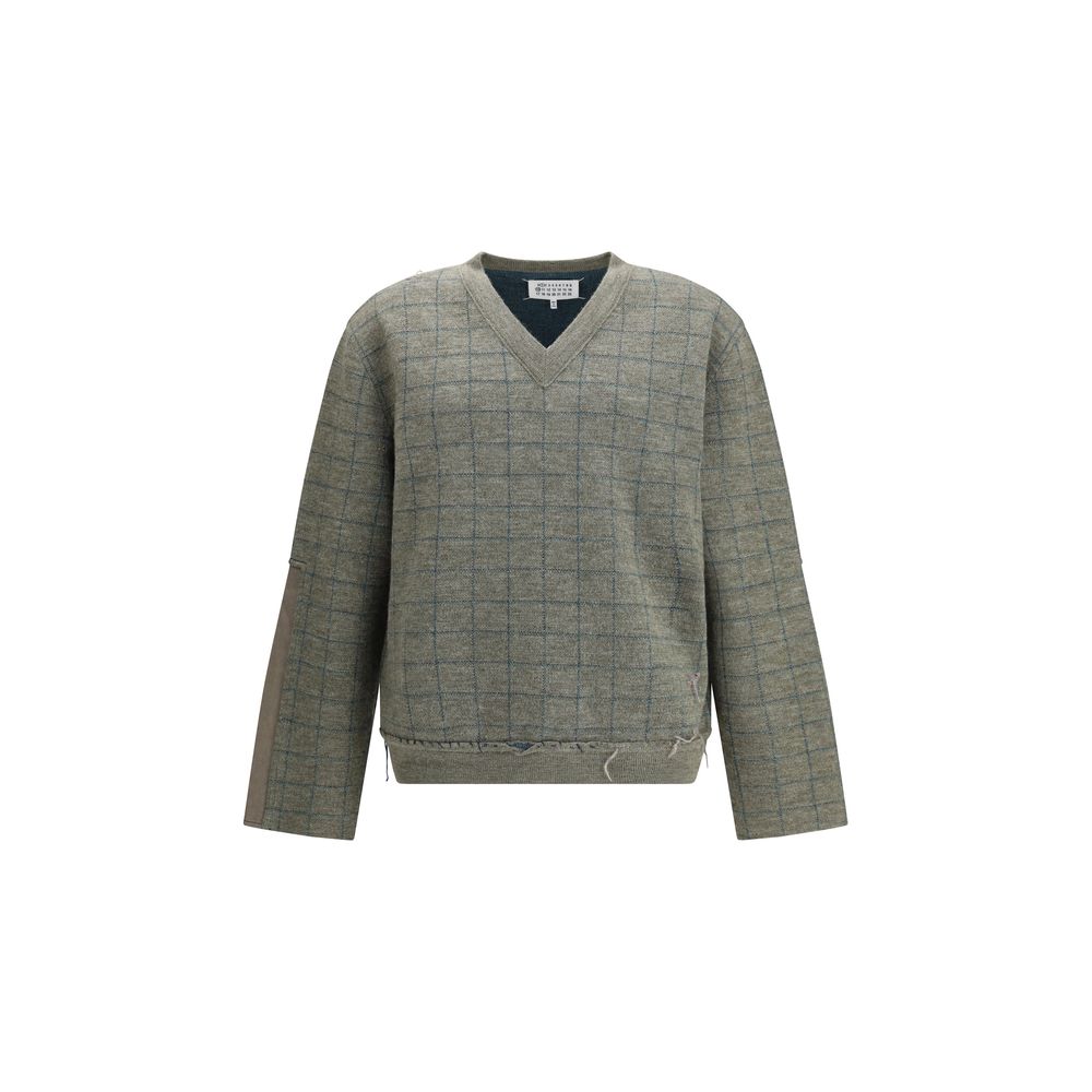 Pull V-NECK 100% Fleece Wool marron
